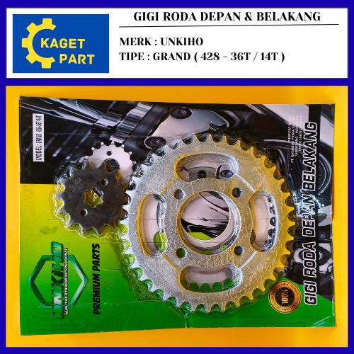 Grand type unkiho brand front rear wheel gear (428-36T/14T) Harga 26,563 rupiah*Gratis Ongkir