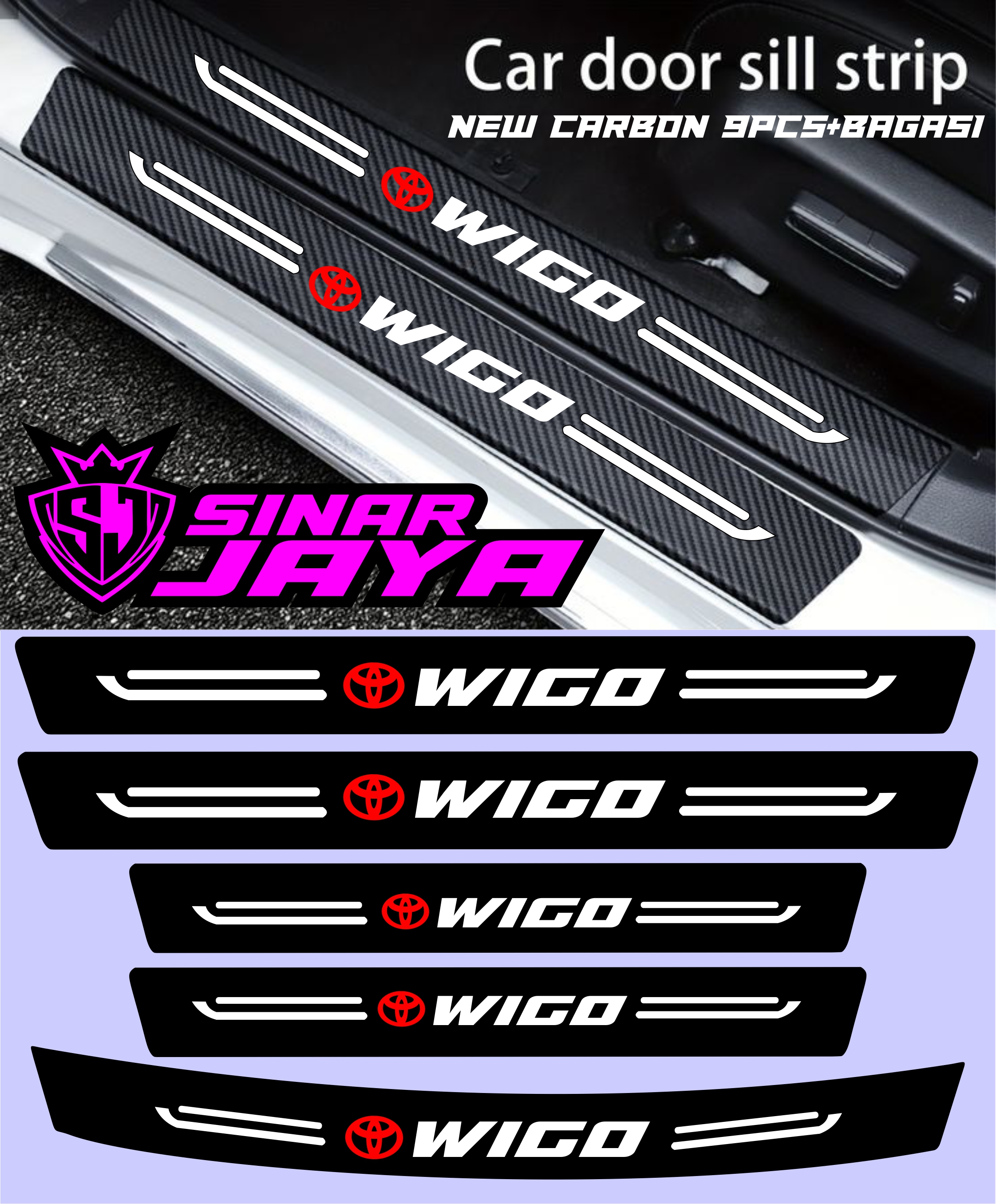 Stiker Pelindung Pintu Mobil Toyota Wigo Karbon Elegan Warna Cinnamon Harga 20,000 rupiah*Gratis Ongkir