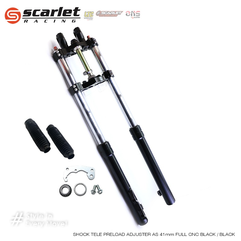 Scarlet Racing - Shock Tele Preload Adjuster Axle 41mm Full Cnc Klx Dtracker Harga 7,250,000 rupiah*Gratis Ongkir