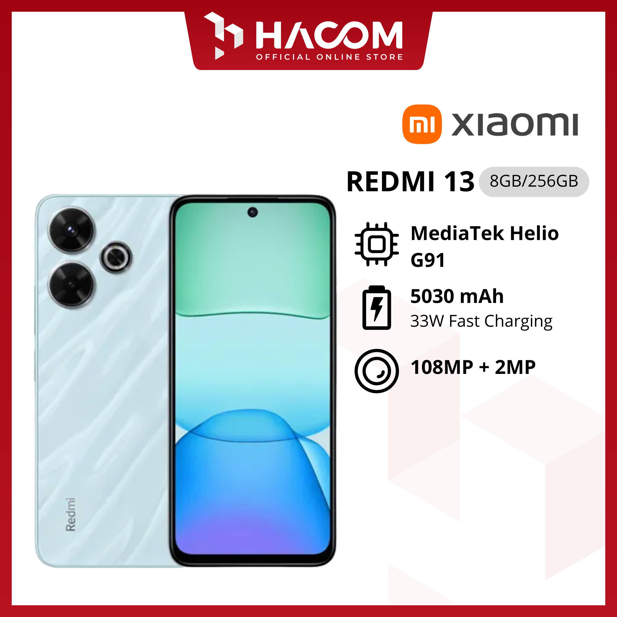 XIAOMI REDMI 13 8/256 GARANSI RESMI ORIGINAL TERMURAH Harga  1,799,000 Ringgit*Penghantaran Percuma