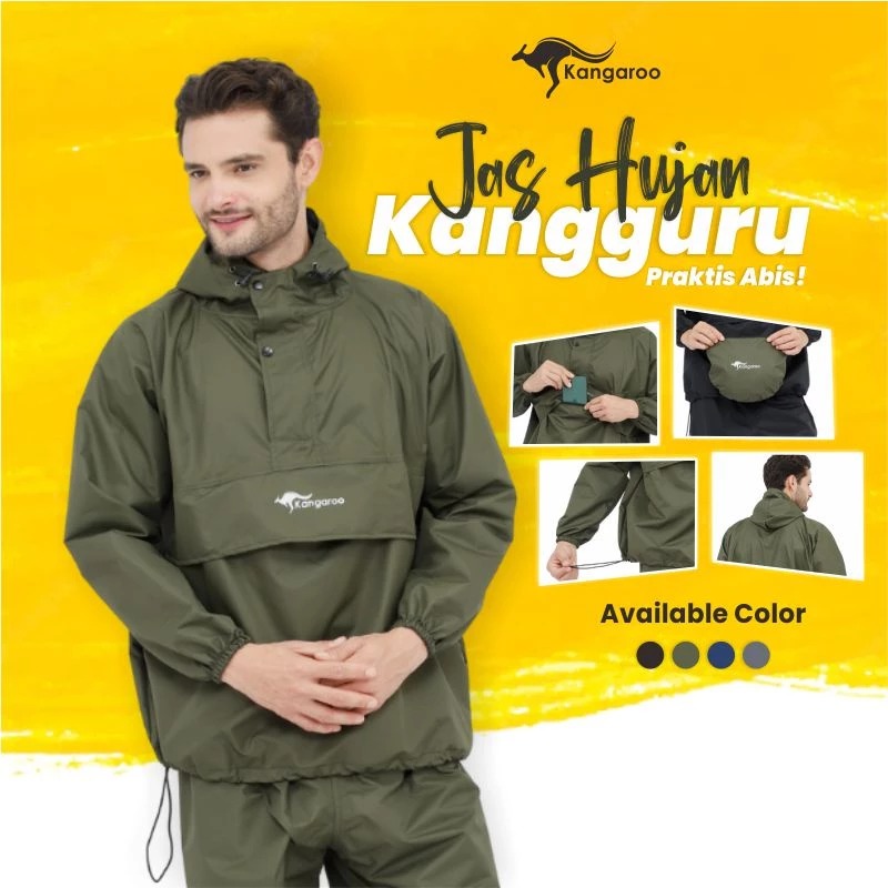 End of Year Promo Kangaroo Raincoat Kangaroo Raincoat Leakproof Thick Raincoat for Men and Women Adults Waterproof Original Imported Taslan Material Jacket Suit Kangaroo Coat Kangaro Coat Giá 94,080 Đồng*Miễn phí vận chuyển