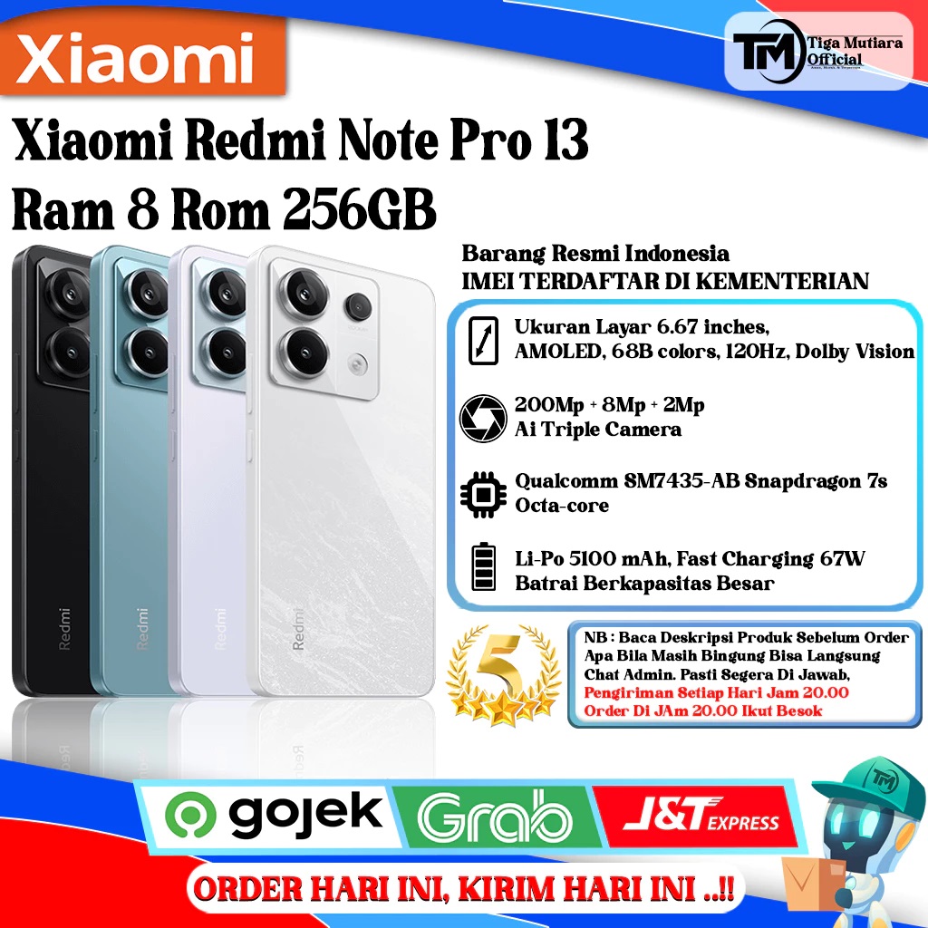 Xiaomi Redmi Note 13 Pro 5G Ram 8 Rom 256GB Giá 3,599,000 Đồng*Miễn phí vận chuyển