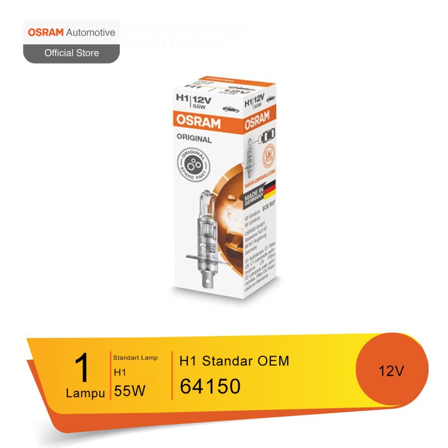 Osram Lampu Mobil H1 12V 55W Standard 64150 Original 1 Pcs Giá 37,600 Đồng*Miễn phí vận chuyển
