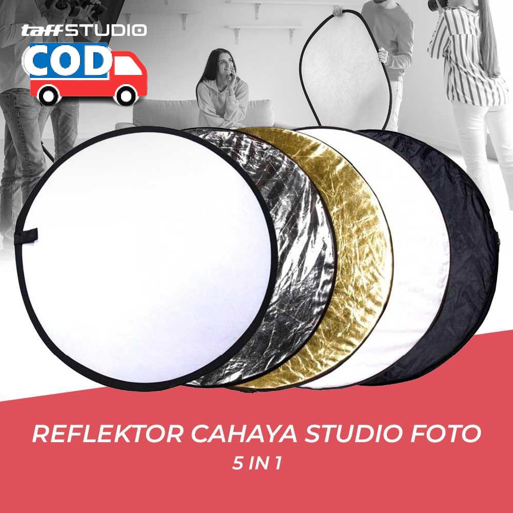Reflektor Pemantul Cahaya Studio Foto 5 in 1 Set Diameter 60cm Alat  Pengaturan Pencahayaan Flash Kamera Foldable Photo Light Reflector