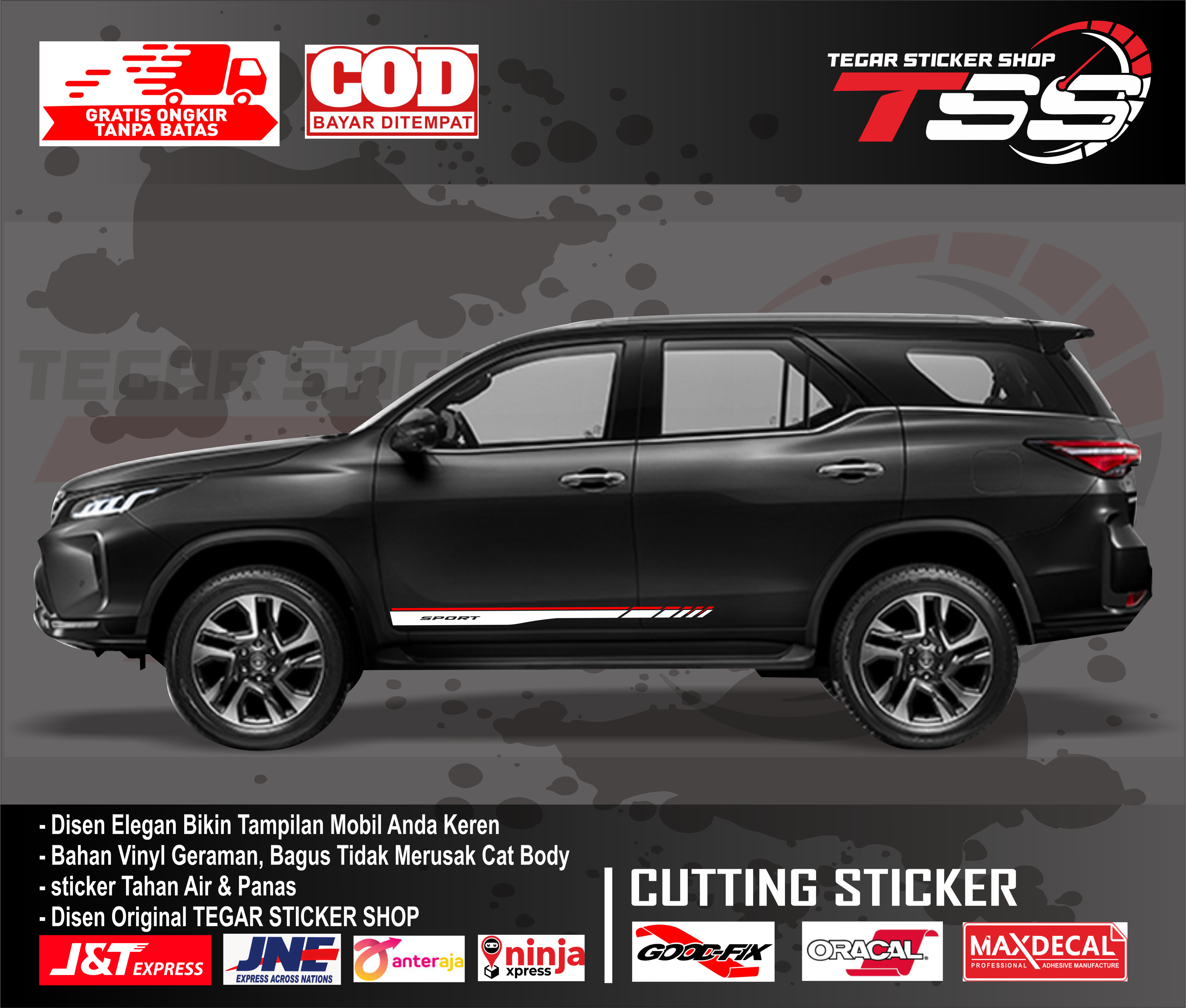 Fortuner Car Stickers Toyota Fortuner Car Stickers Cool Fortuner Car Stickers Car Body Variation Stickers Harga 62,000 rupiah*Gratis Ongkir