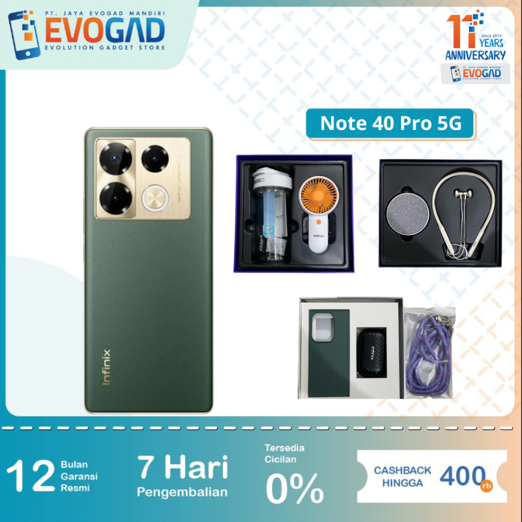 Infinix Note 40 Pro 5g 8/256 X6851, Mediatek Dimensity 7020 | Infinix Indonesia Official Warranty 1 Year Giá 3,249,000 Đồng*Miễn phí vận chuyển