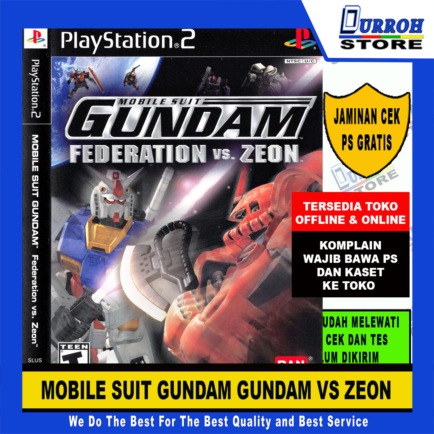 KASET DVD PS2 / PLAYSTATION 2 MOBILE SUIT GUNDAM - GUNDAM VS ZEON Harga  9,000 rupiah*Gratis Ongkir