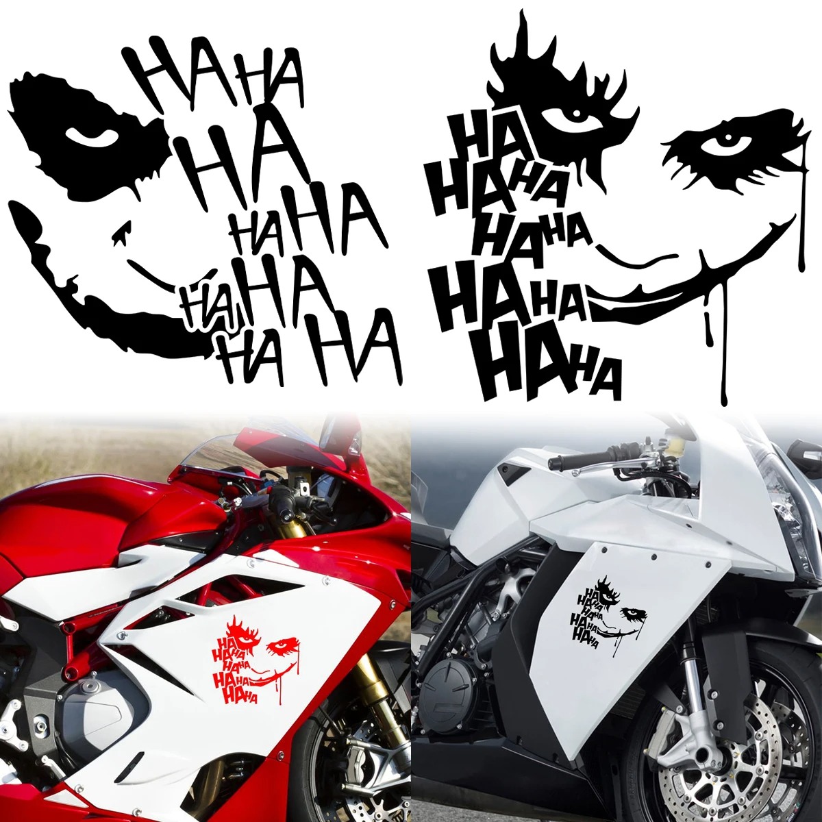 Joker Hahaha Reflective Car Sticker Motorcycle Body Decoration Fuel Tank Windshield Moto Helmet Decal Accessories for Kawasaki Voge Harga 12,500 rupiah*Gratis Ongkir