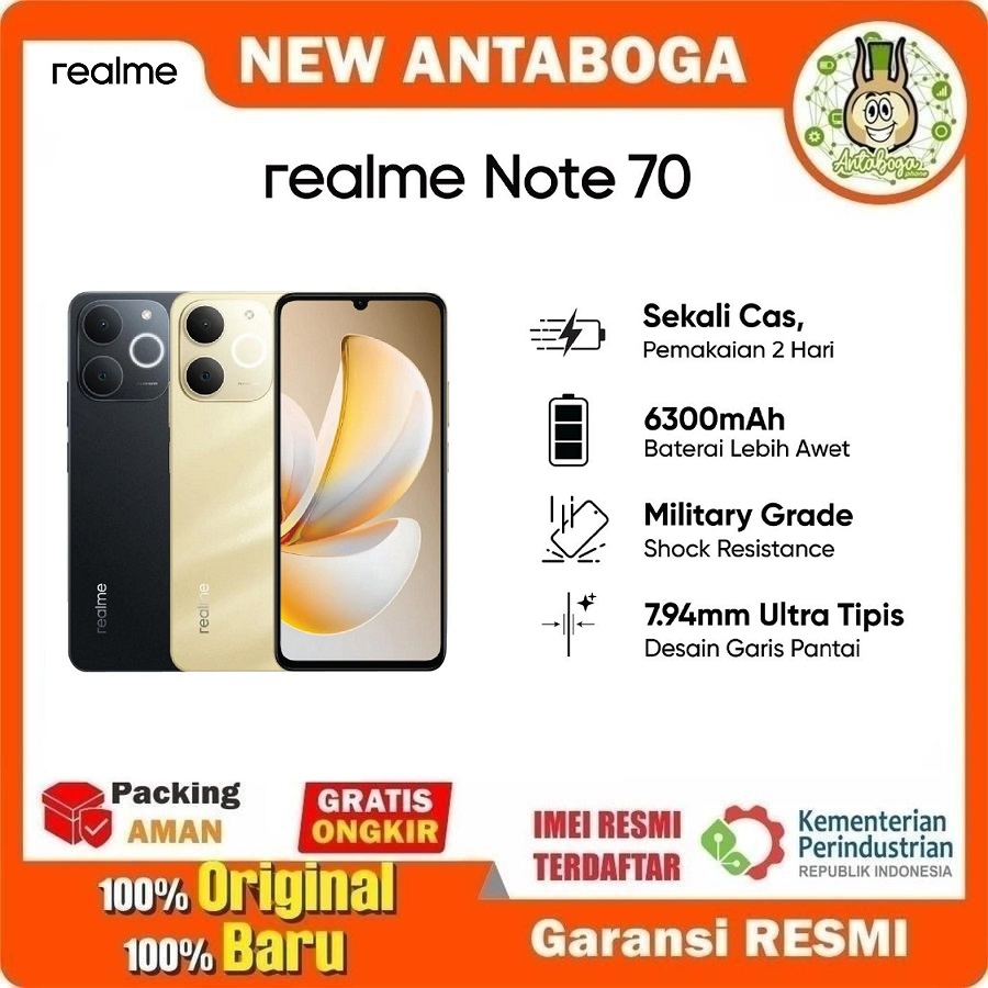Realme note 70 4/64 & 4/128 GB official warranty Harga  1,385,000 Ringgit*Penghantaran Percuma