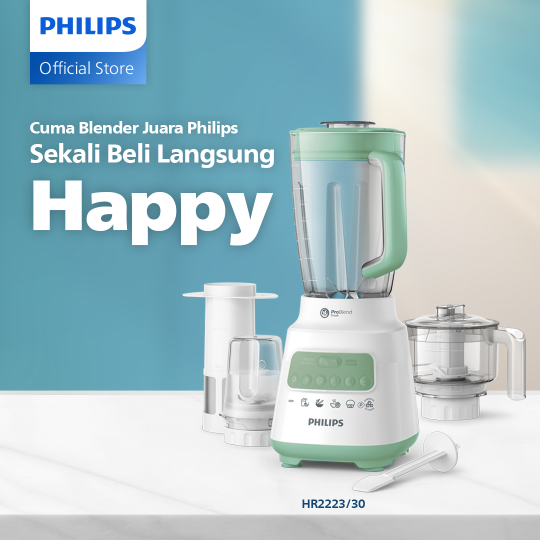 Philips Blender 5000 Series 2L Plastic - Green + Accessory Hr2223/30, Blender Juicer, Multi-Purpose Blender, Best Blender, Philips Spice Blender Harga 923,000 rupiah*Gratis Ongkir