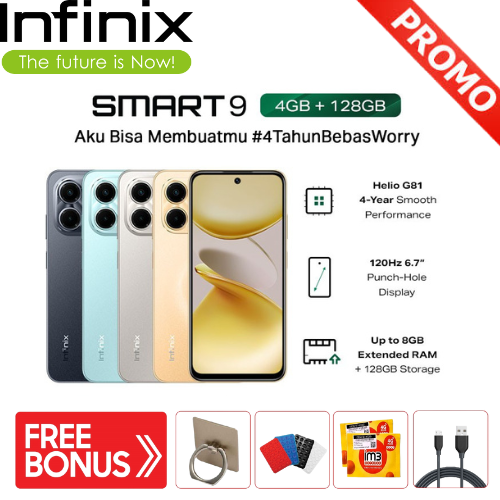 Infinix Smart 9 4/128Gb - Mediatek Helio G81 Harga  969,000 rupiah*Gratis Ongkir