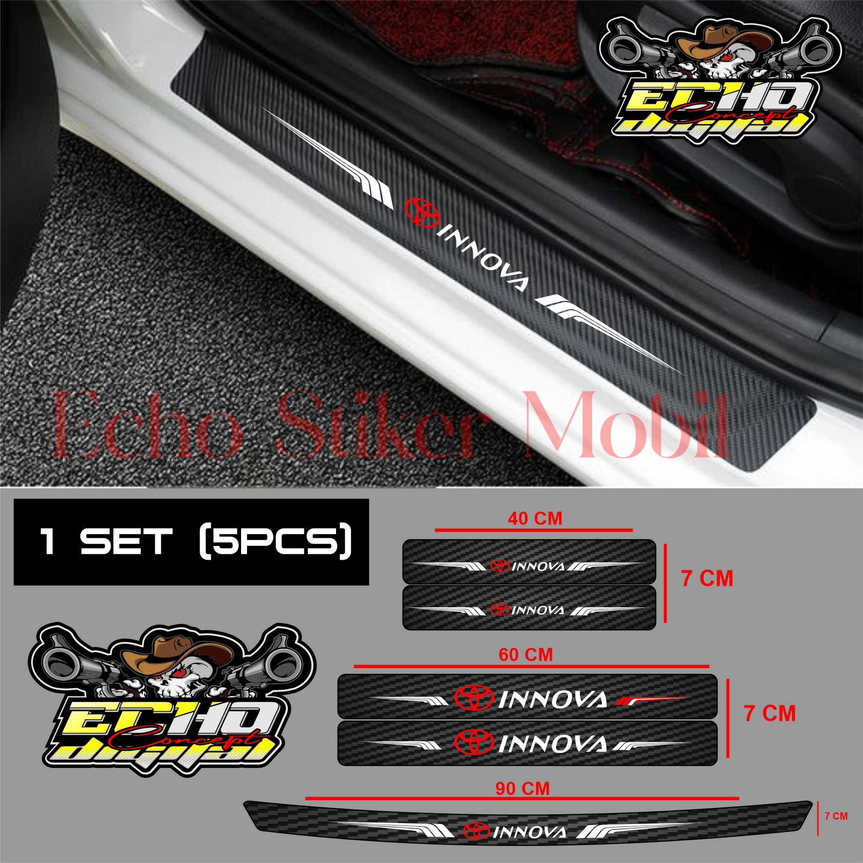 5pcs stickerr karbon sticker karbon pelindung pijakan kaki mobil toyota inova stiker mobil inova Harga 30,000 rupiah*Gratis Ongkir