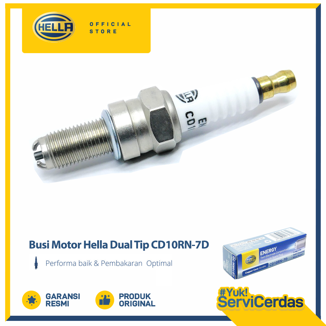 Busi Motor HELLA Dual Tip CD10RN-7D Harga 25,000 rupiah*Gratis Ongkir