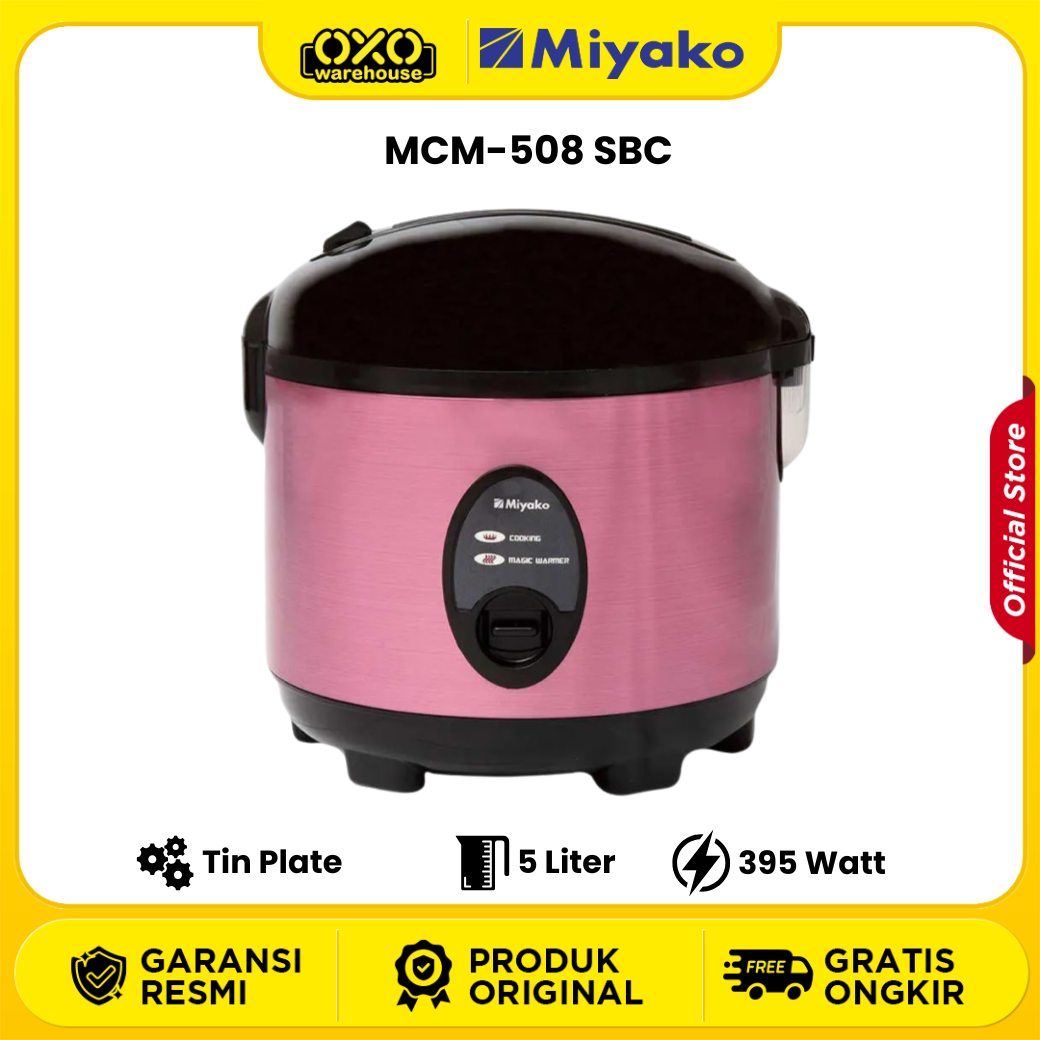 Miyako Rice Cooker 1.8 Liter Mcm-508 Sbc Nanoal Non-Stick Magicom Keeps Rice Warm Low Watt Saves Electricity Official Guarantee Harga 272,727 rupiah*Gratis Ongkir