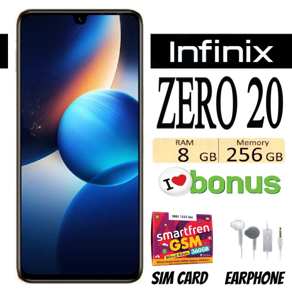 Promo !!! Infinix Zero 20 RAM 8/256 GB SEIN Garansi - Sim Card Giá 2,250,000 Đồng*Miễn phí vận chuyển
