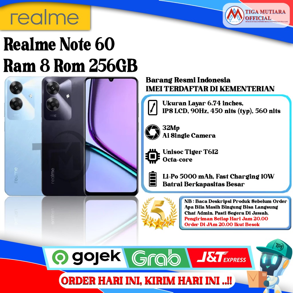Realme Note 60 Ram 8 Rom 256GB Harga  1,700,000 Ringgit*Penghantaran Percuma