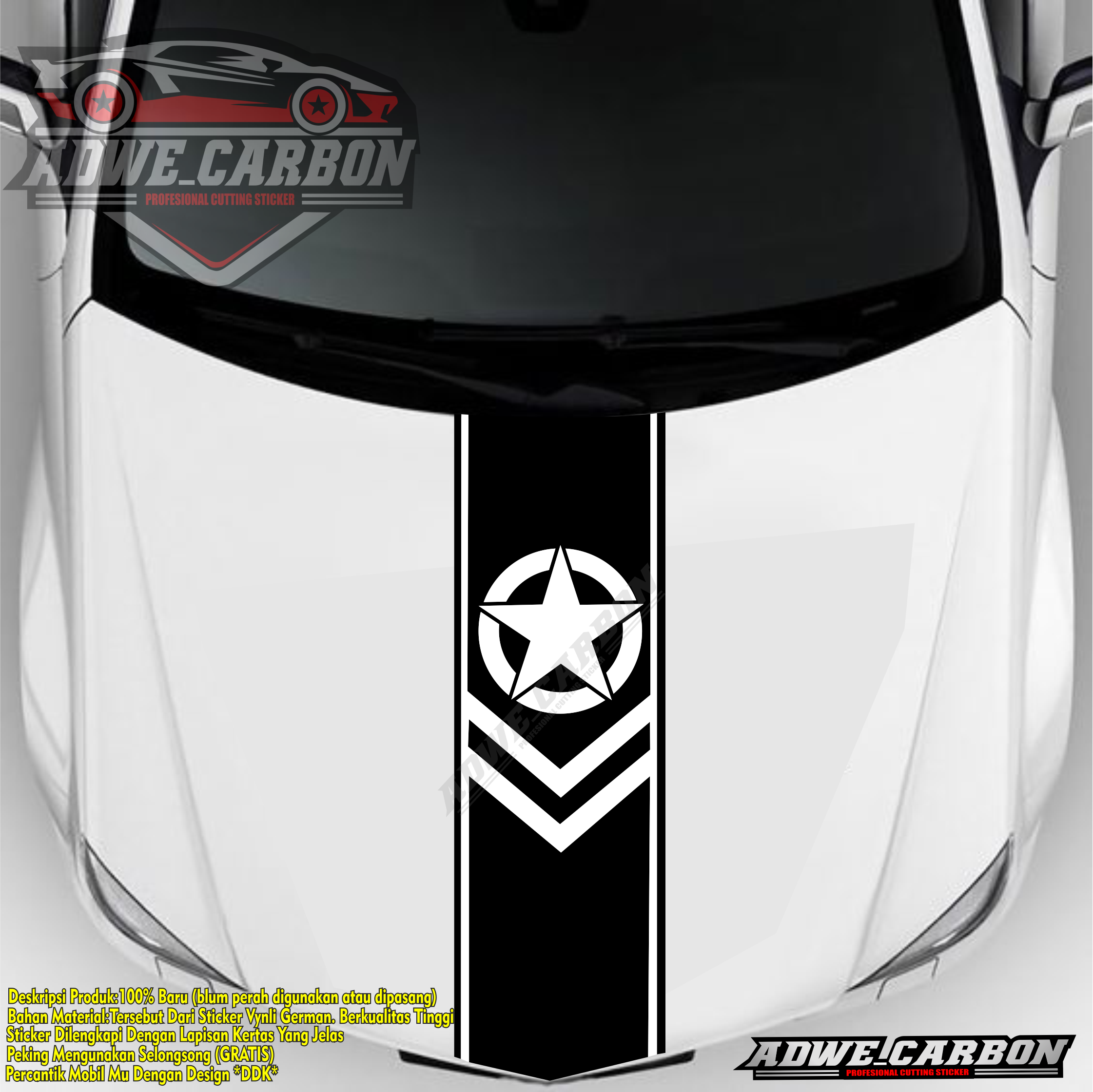Stiker Kap Mesin Mobil Cutting Sticker Variasi Harga  115,000 Ringgit*Penghantaran Percuma