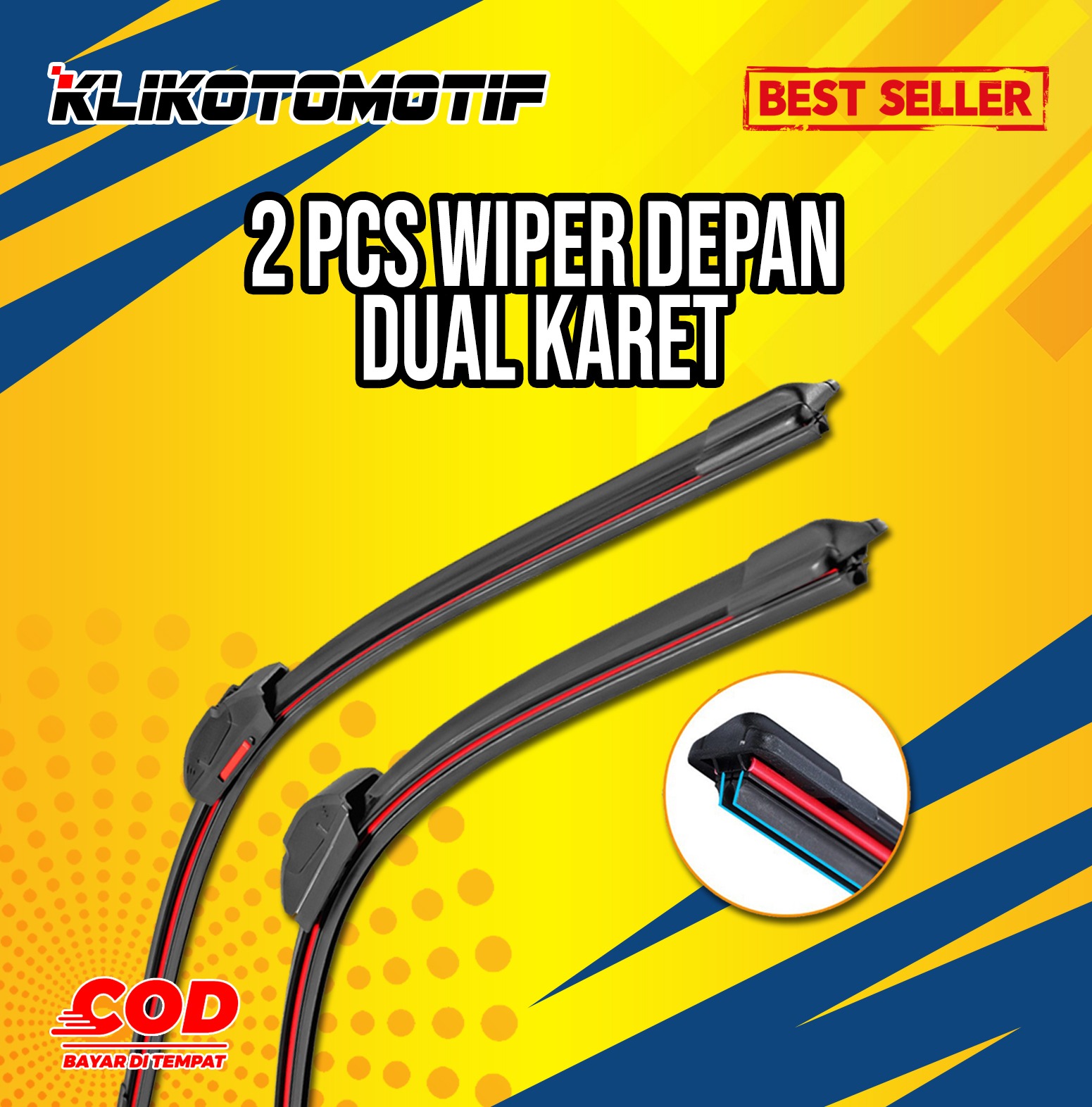 KLIKOTO 2 PCS Wiper Dual Blade Toyota Veloz 2022 - Wiper Double Blade Double Karet Dual Karet PREMIUM Harga 71,250 rupiah*Gratis Ongkir