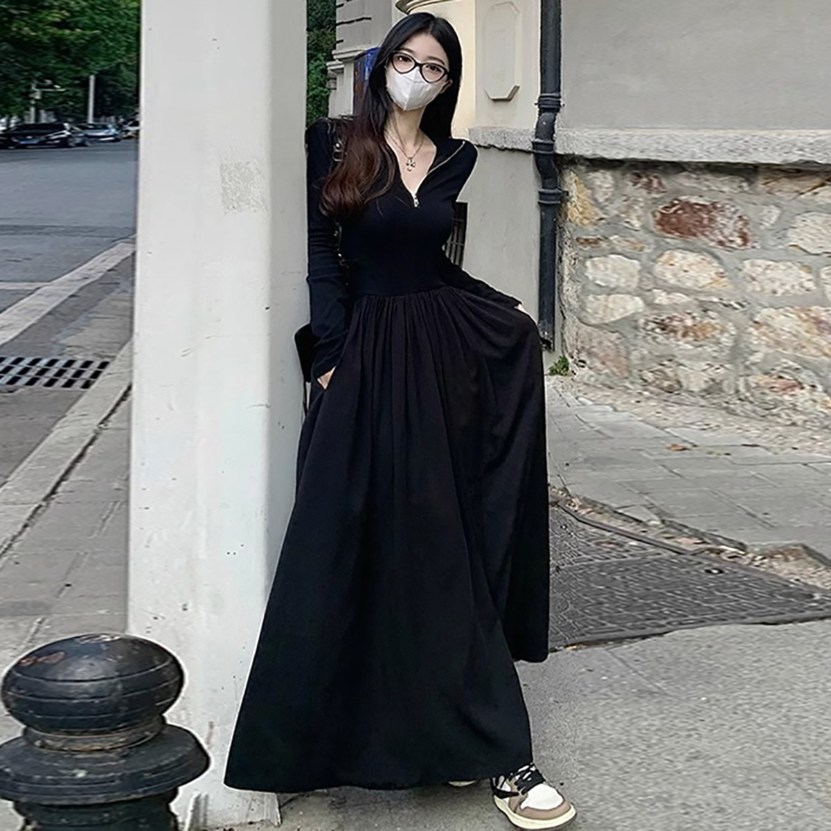 Beli Baju Long Dress Hitam Polos Panjang Online Harga Terbaik | Lazada  Indonesia