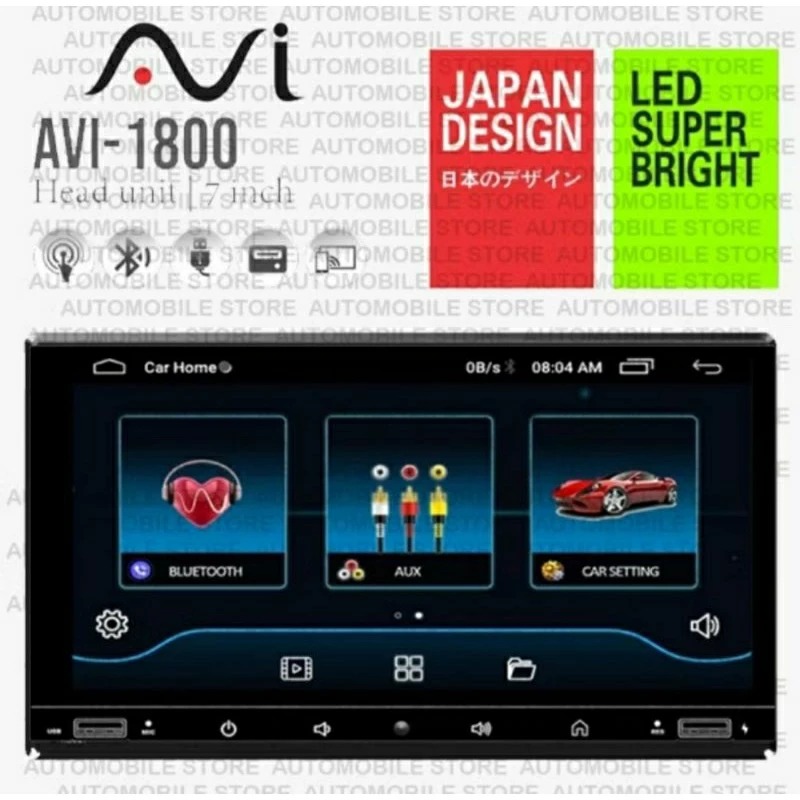 Head Unit Double Din Deckless 7 Inch Avi-1800 Mp5 Autolink Full Glass Panel Bottom Button Dos Green Deckles Car 7Inch Avi1800 Avi Harga 139,000 rupiah*Gratis Ongkir