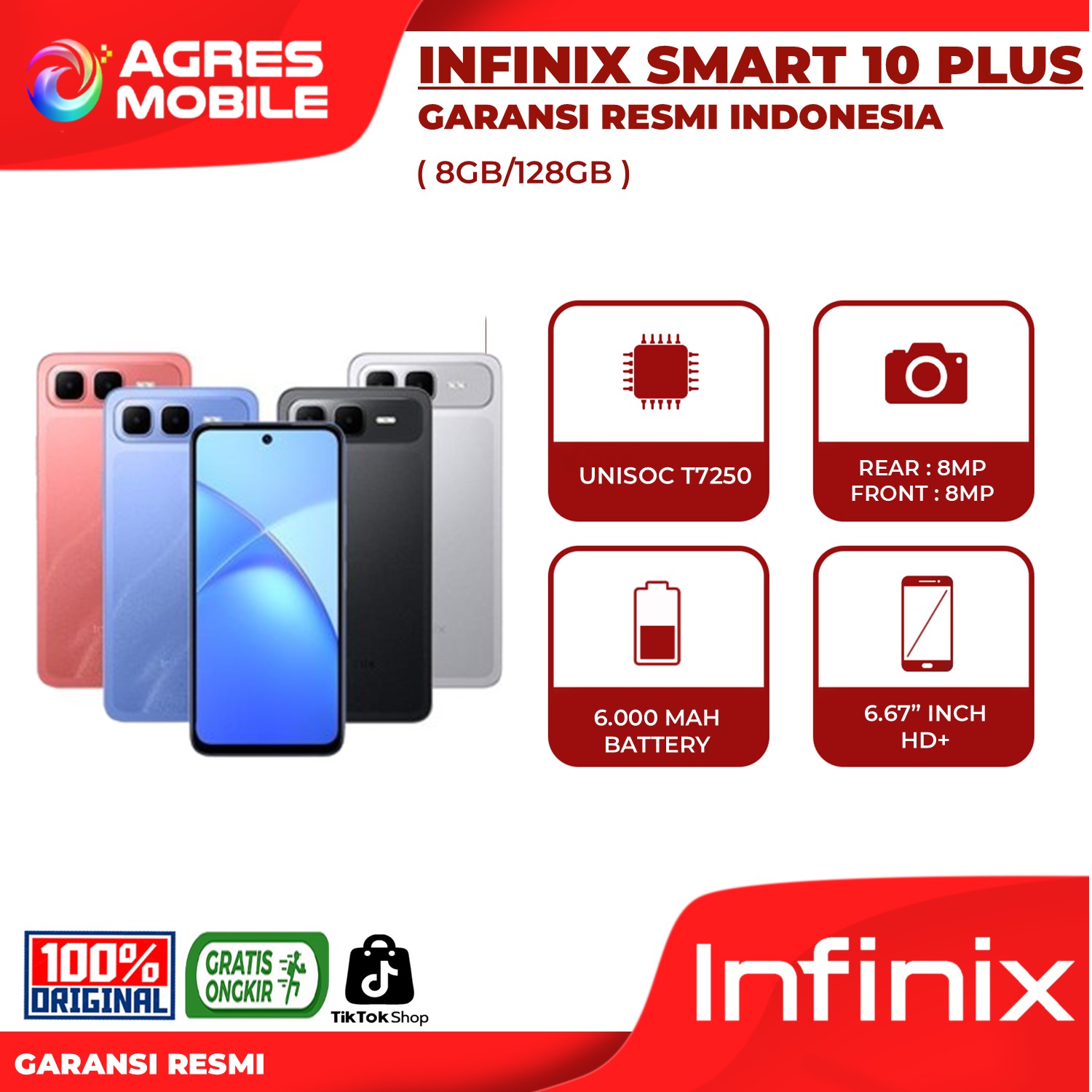 Infinix Smart 10 Plus 8GB/128GB Garansi Resmi Infinix Indonesia Harga  1,499,000 Ringgit*Penghantaran Percuma