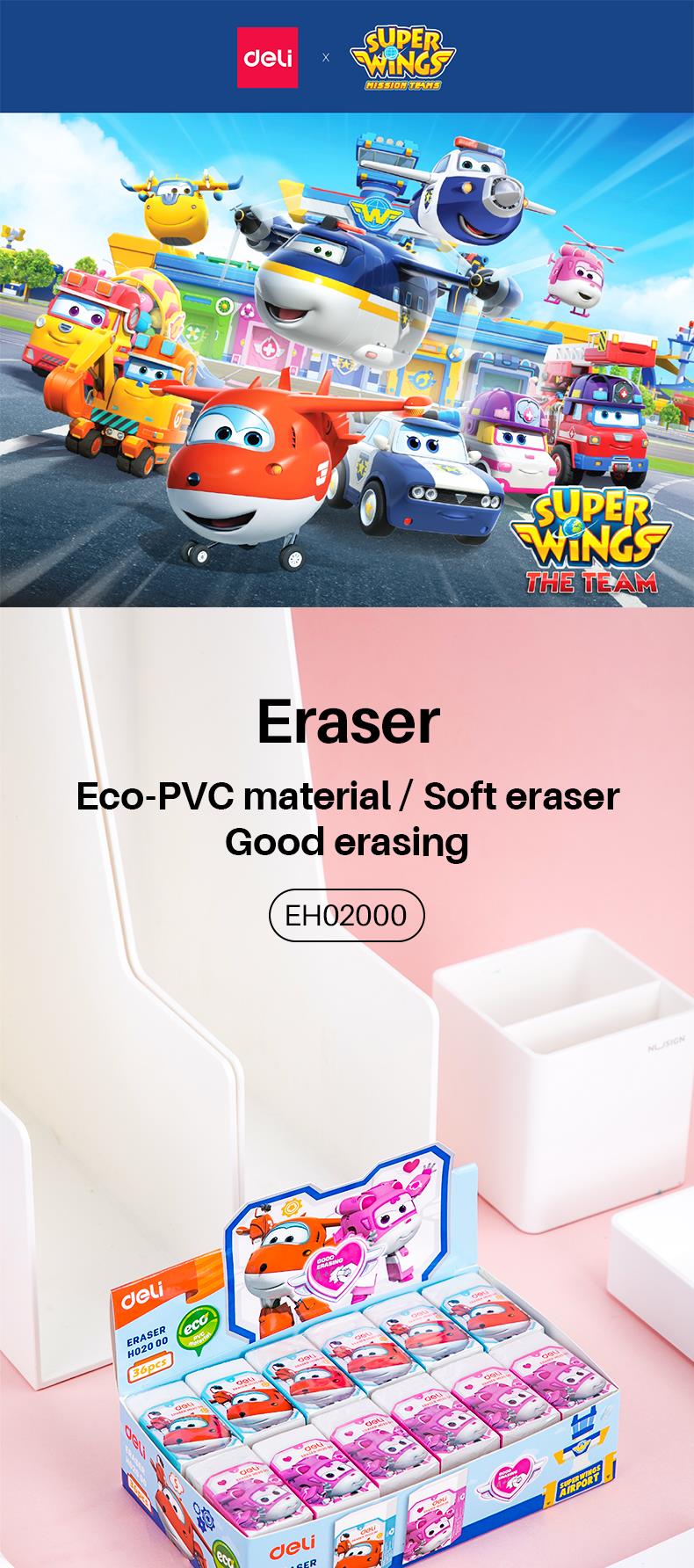 Deli Penghapus Pensil Kecil Karakter Super Wings Bersih Dan Bebas Debu Putih 45 25 12mm Eh02000 Lazada Indonesia