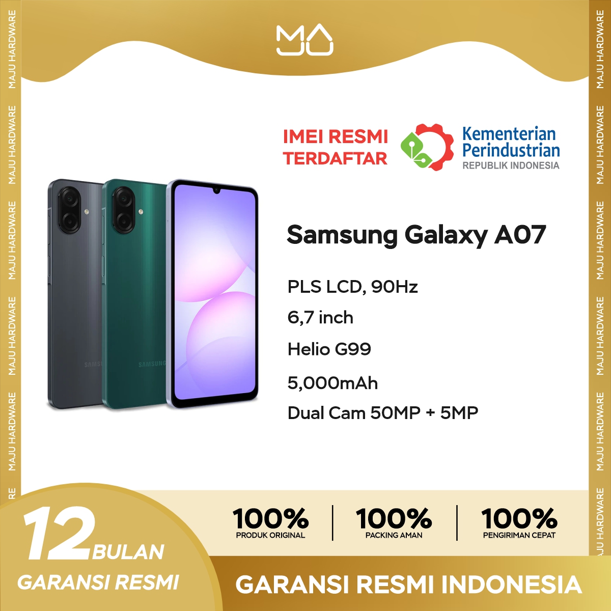 Samsung Galaxy A07 4/128Gb [Helio G99, Pls Lcd, Infinity-U Display, 90Hz, 5,000Mah] - Official Guarantee Harga 1,699,000 rupiah*Gratis Ongkir