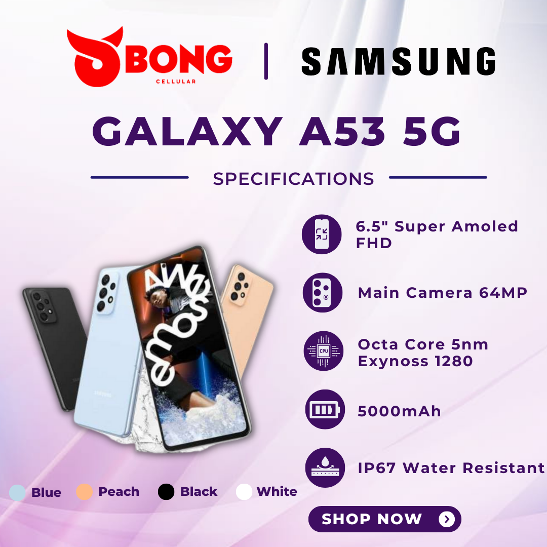 SAMSUNG GALAXY A53 5G 8/128GB GARANSI RESMI SEIN Harga 4,499,000 rupiah*Gratis Ongkir