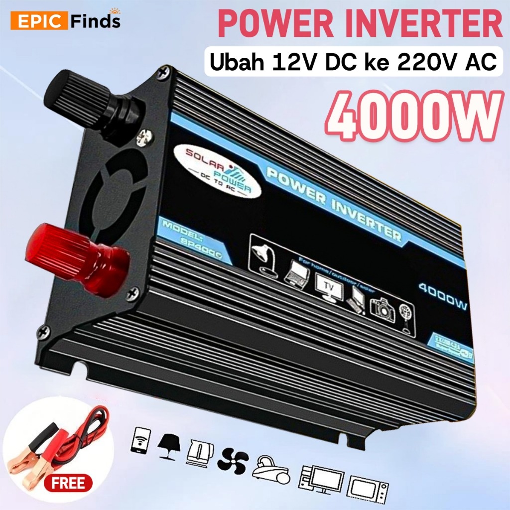 Epic finds power inverter 4000W digital inverter is cheap-change 12V DC to 220V AC, dual USB 2.1a fast charging, 1 year official warranty, can cod! Harga 210,000 rupiah*Gratis Ongkir