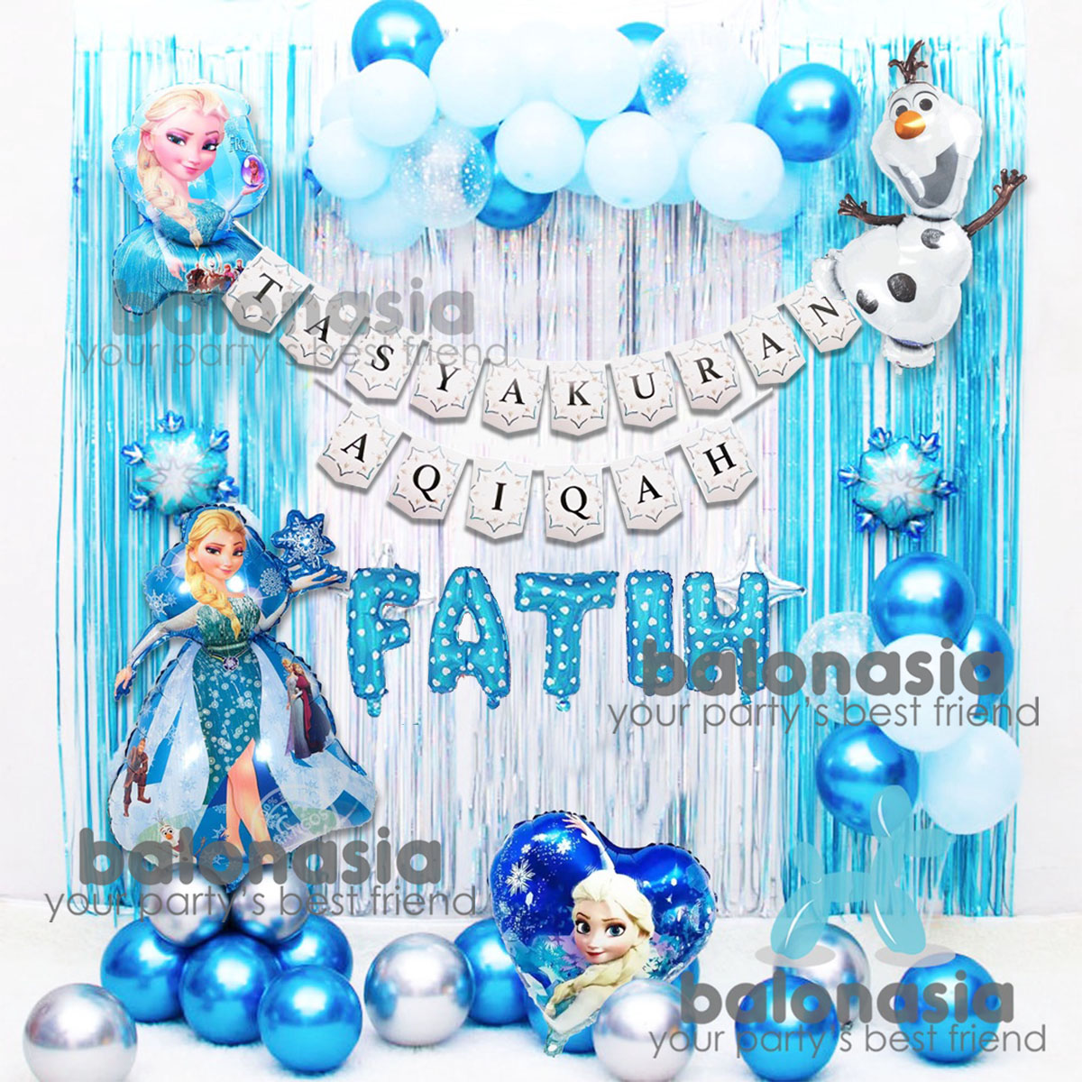 Dekorasi paket Balon simple karakter aqiqah backdrop tirai spiderman captain amerika frozen elsa coco…