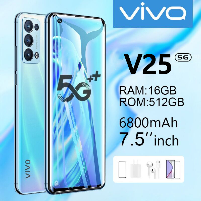 Cheap Cellphone Vivq V25 Nfc Smartphone 7.5Inch 90Hz 5G/4G Mobile Phone Ram 16Gb Rom 512Gb 8000Mah Promotional Product Android Cellphone Dual Card Hd Camera Warehouse Clearance Promo Phone Can Cod Harga  949,000 Ringgit*Penghantaran Percuma