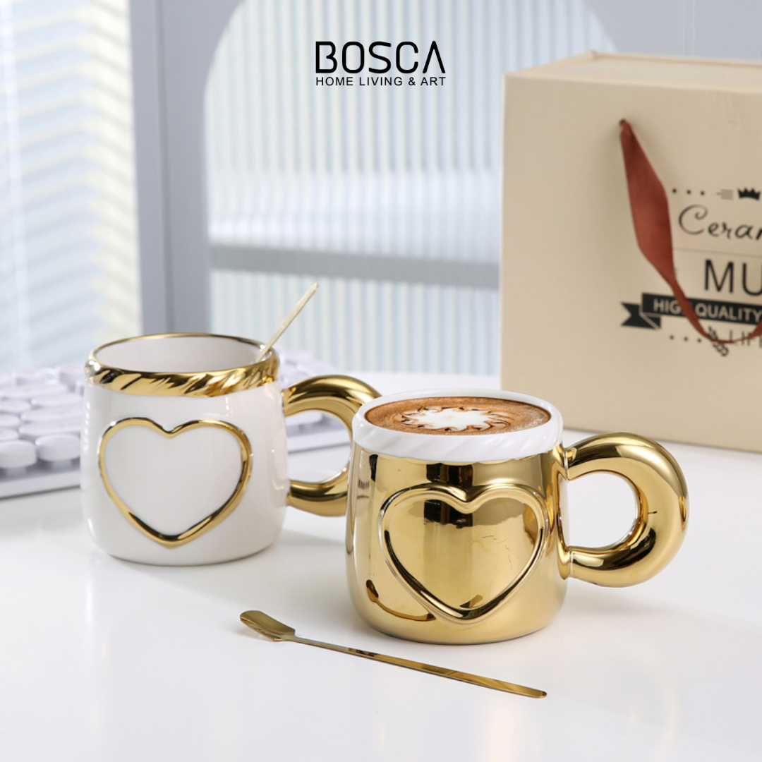 Lover Couple Mug / Set hadiah box isi 2 Gelas Cangkir Mug Kopi Teh Bahan Keramik