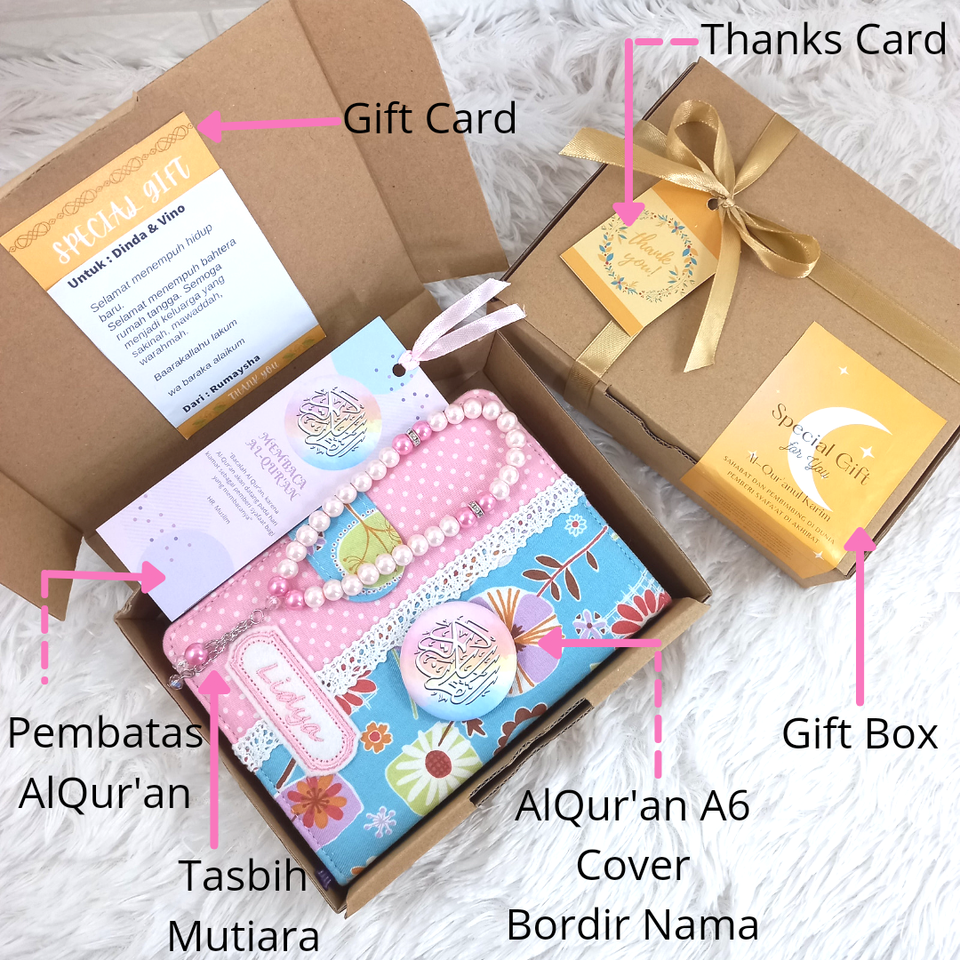 PAKET HAMPERS A - Hampers Premium Alquran kecil A6 Custom Nama Al-Qur'an mushaf cocok untuk hadiah / k…