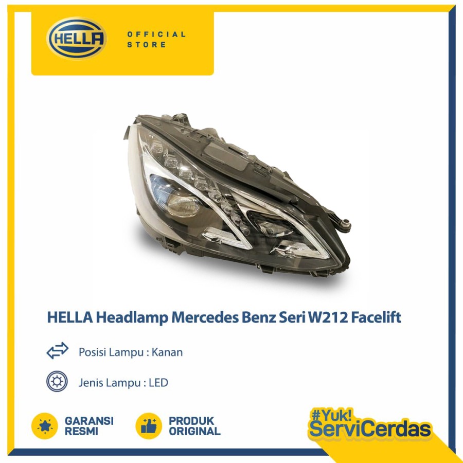 Headlamp Mobil Hella Mercedes Benz Seri W212 Facelift (Kanan) LED Harga 27,000,000 rupiah*Gratis Ongkir
