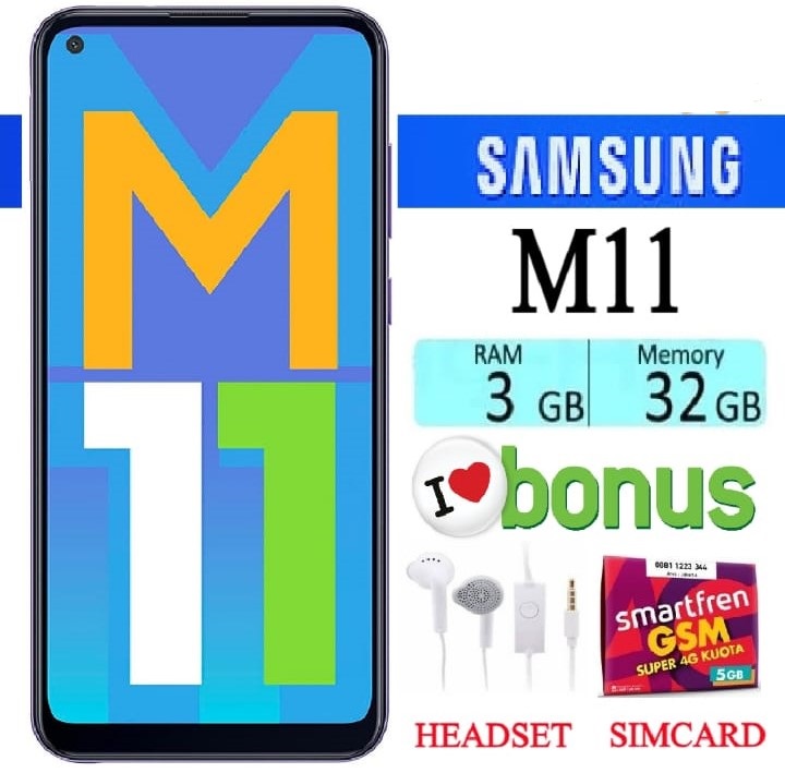 SAMSUNG Galaxy M11 RAM 3 GB ROM 32 GB / Main Camera 13MP & Ultra Wide Camera 5MP - Garansi Harga  1,050,000 Ringgit*Penghantaran Percuma