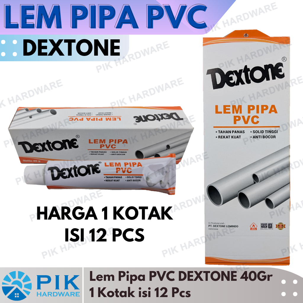 12 Pcs Dextone Pvc Pipe Glue 40Gr | Pralon Glue / Paralon Tube 40 Gram Original Dexton Lemindo | Lempipa Harga  66,000 rupiah*Gratis Ongkir