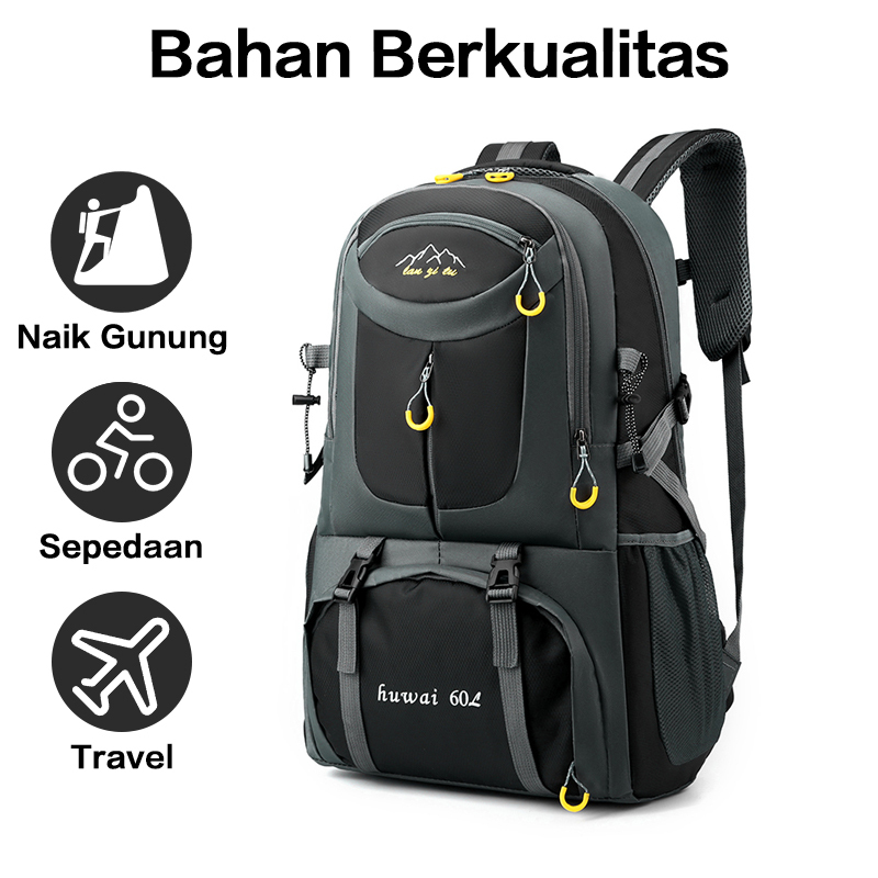 Techdoo Tas Ransel Pria 60 Liter Waterproof Backpack Outdoor Pria Tas Travelling Hiking Tas Carrier Camping Pria TR118 Harga  162,240 rupiah*Gratis Ongkir