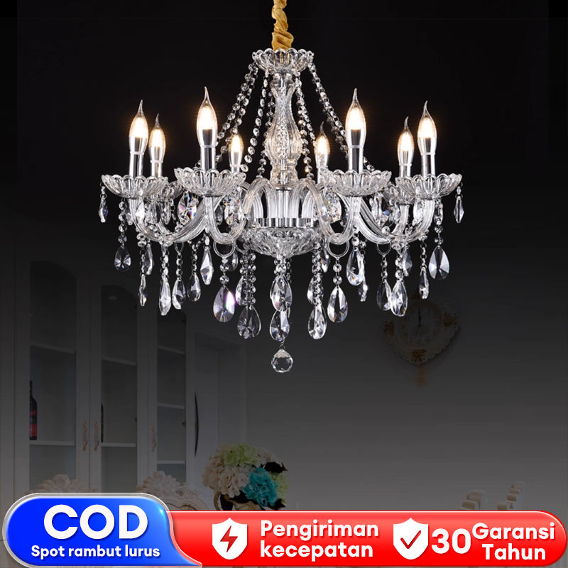 Acrylic crystal chandelier fill chandelier decoration LED ceiling light include bulb suitable for bedroom and living room Harga 185,000 rupiah*Gratis Ongkir