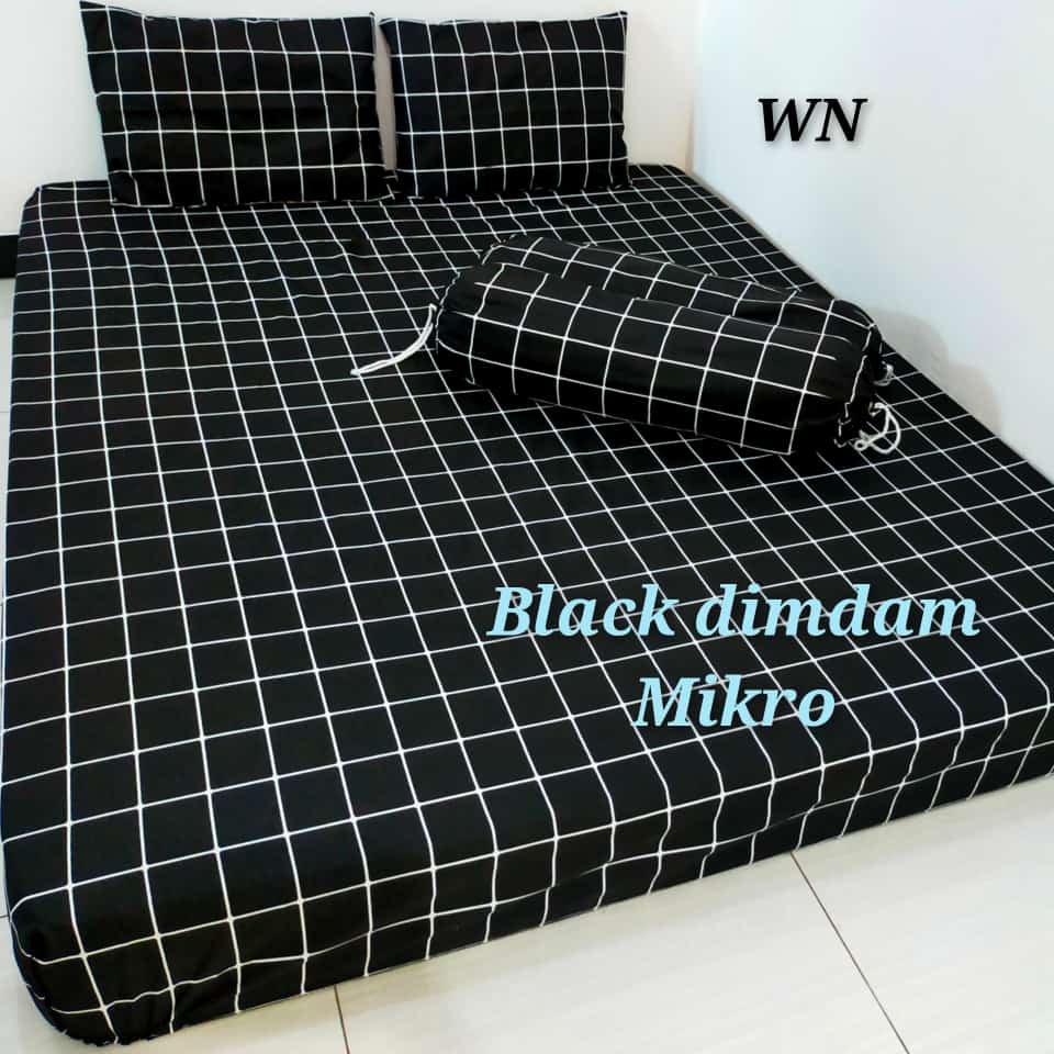 SPREI MINIMALIS KOTAK KOTAK HITAM