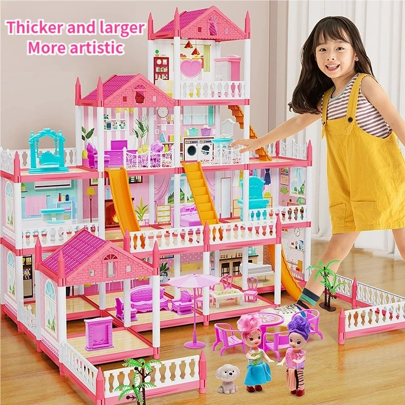 Children's doll house toys DIY princess castle play complete home educational furniture girls Hadiah u…