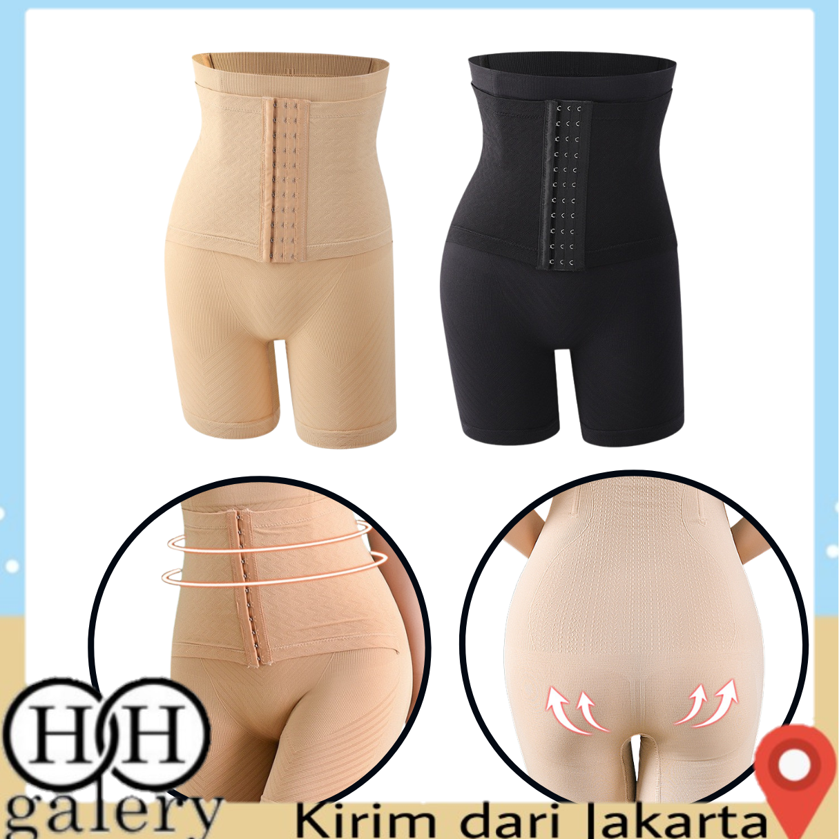 Corset tummy trimmer 3 hook model shorts 6960 highwaist slim slimming tummy and thigh corset maternity shapewear legging Harga 34,007 rupiah*Gratis Ongkir