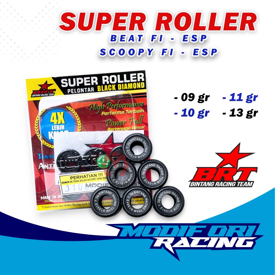BRT - Roller Beat Fi Racing - Roller Black Diamond BRT Racing - scoopy - 11 GRAM Harga 81,925 rupiah*Gratis Ongkir