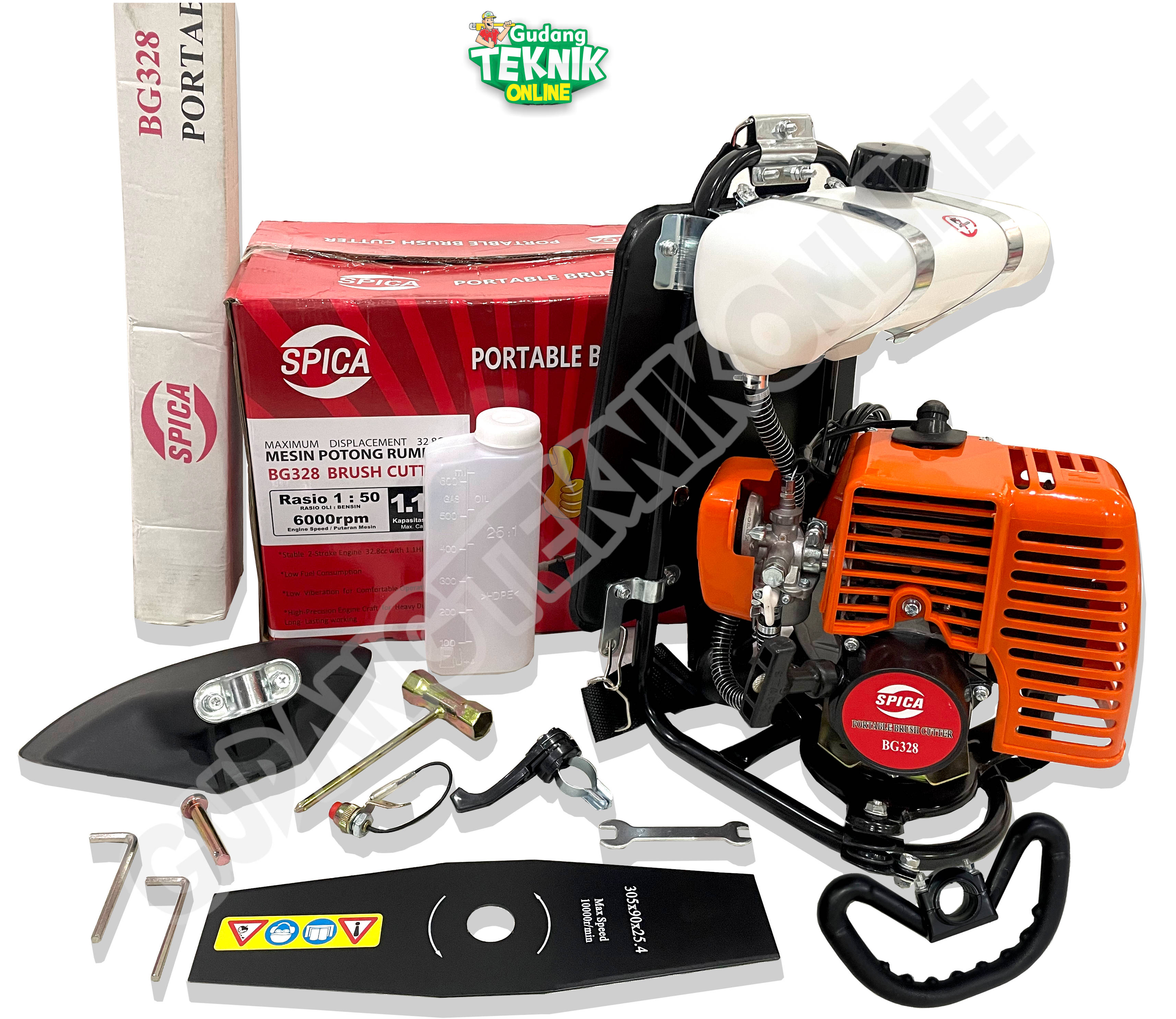 Mesin Potong Rumput SPICA BG328 2 Tak / Portable Brush Cutter Pemotong Rumput Gendong BG 328 BG-328 2T SPICA Harga 734,900 rupiah*Gratis Ongkir