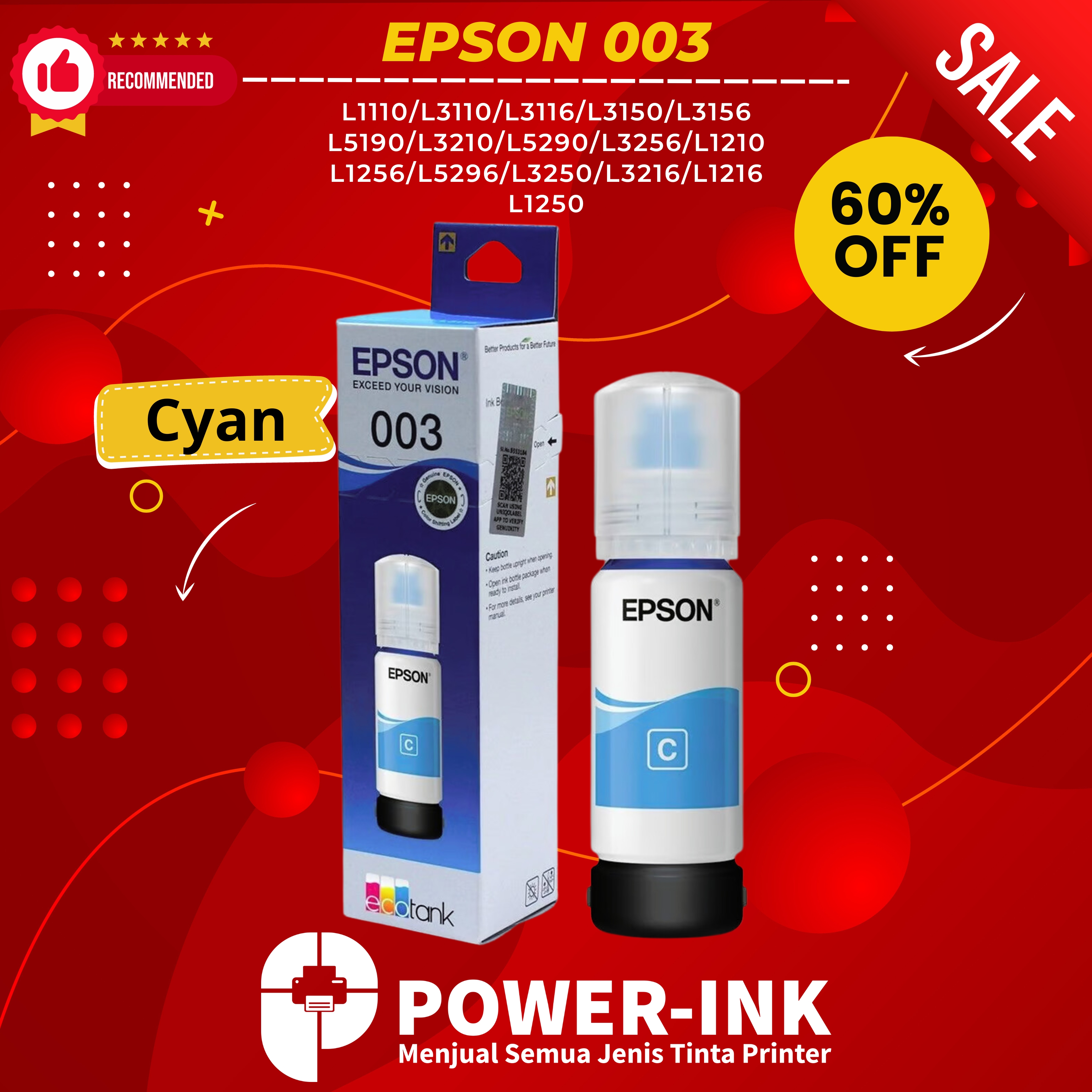 TINTA EPSON 003 Harga 15,511 rupiah*Gratis Ongkir