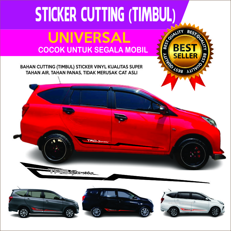 Stiker Striping Mobil Universal Merah Tahan Air untuk Toyota Avanza/Innova/Xenia/Calya/Sygra Harga 40,000 rupiah*Gratis Ongkir