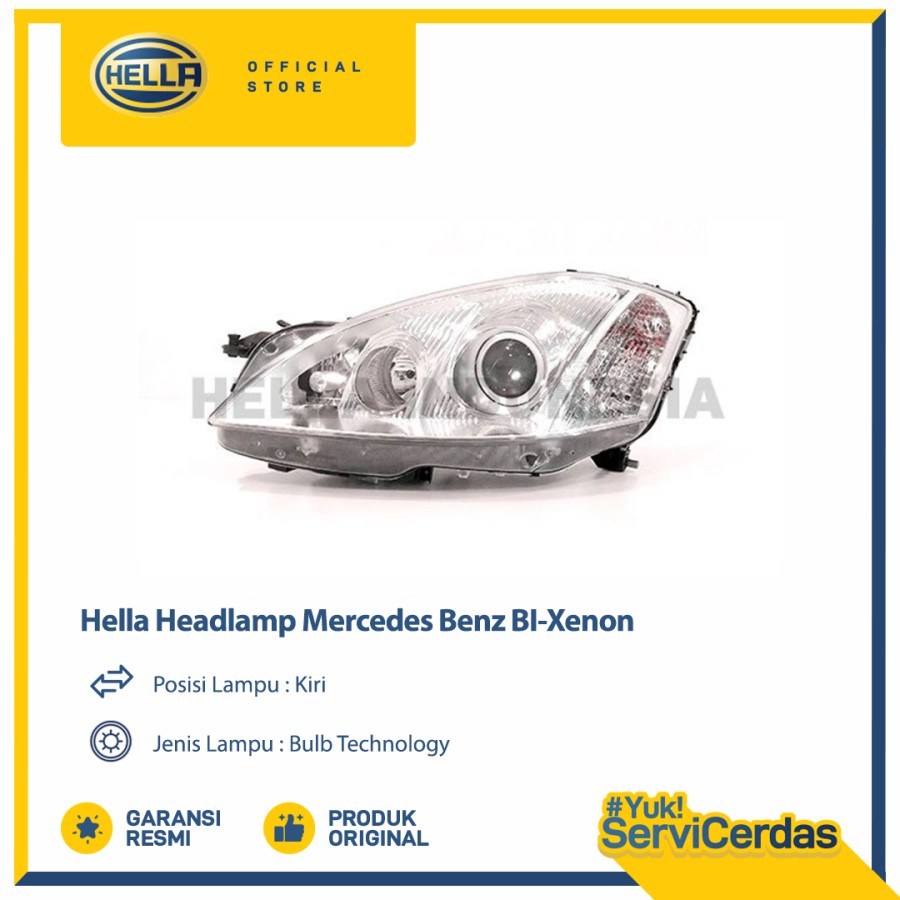 Headlamp Mobil Hella Mercedes Benz (Kiri) BI-Xenon - Lampu Depan Mobil Harga 9,600,000 rupiah*Gratis Ongkir