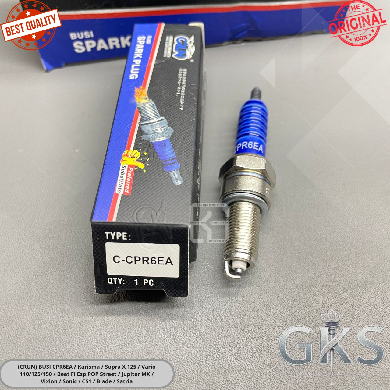 (Crun) Spark Plug Cpr6Ea / Karisma / Supra X 125 / Vario 110/125/150 / Beat Fi Esp Pop Street / Jupiter Mx / Vixion / Sonic / Cs1 / Blade / Satria Harga 8,500 rupiah*Gratis Ongkir