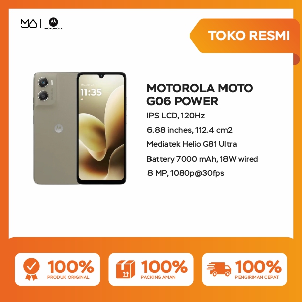 Motorola G06 Power 4/128Gb [Mediatek Helio G81 Ultra Chipset, Android ™ 15, 7000Mah] - Official Guarantee Harga 1,544,000 rupiah*Gratis Ongkir