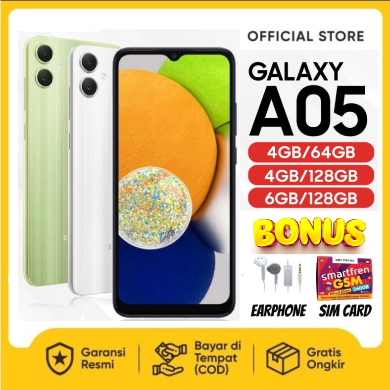 Samsung Galaxy A05 4/64 4/128 6/128 Ram 4 6 Rom 64 128 Gb 4Gb 6Gb 128g - Turn Signal Warranty Harga 1,041,600 rupiah*Gratis Ongkir