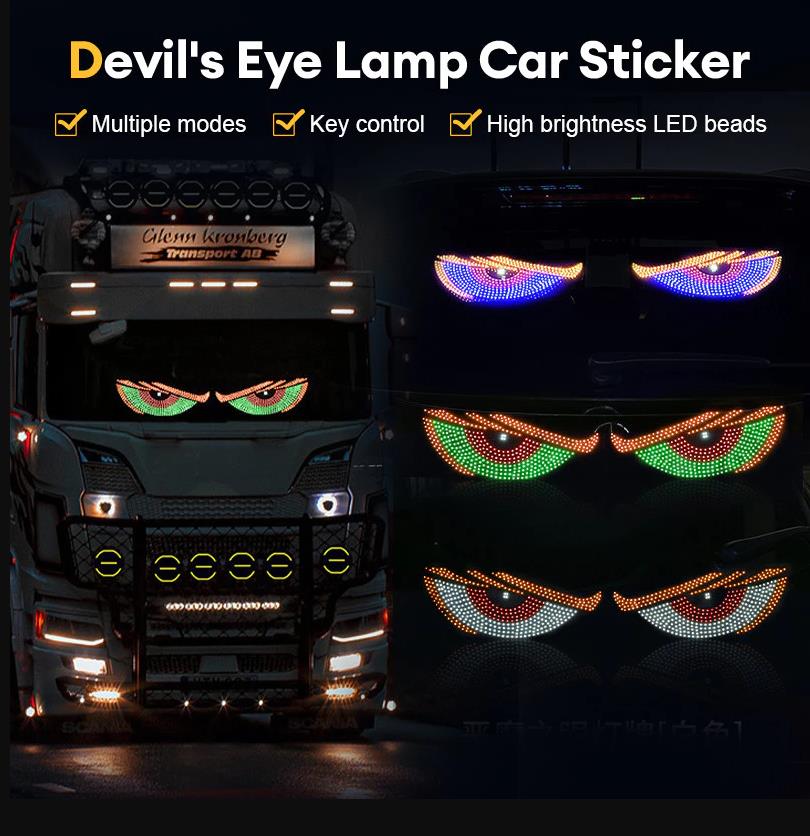 Multi Mode Brand Devil Eye Lights Led Display Screen Truck Front Rear Car Windshield Harga 72,999 rupiah*Gratis Ongkir